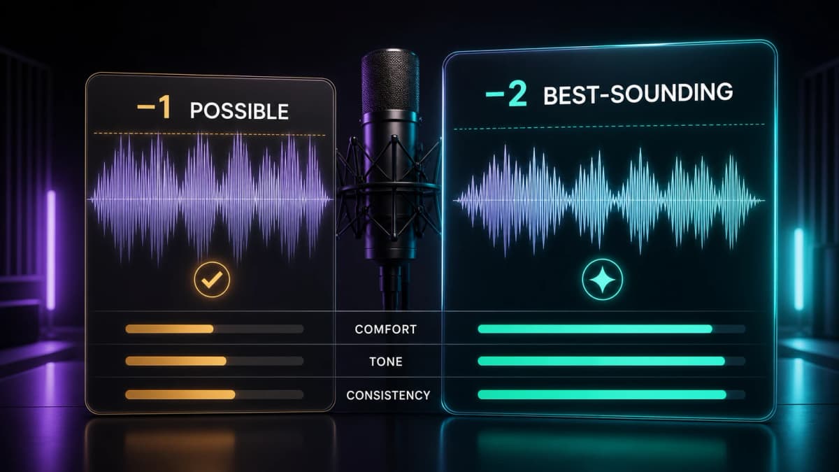 Comparison showing minus one as possible and minus two as the better-sounding complete performance